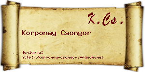 Korponay Csongor névjegykártya
